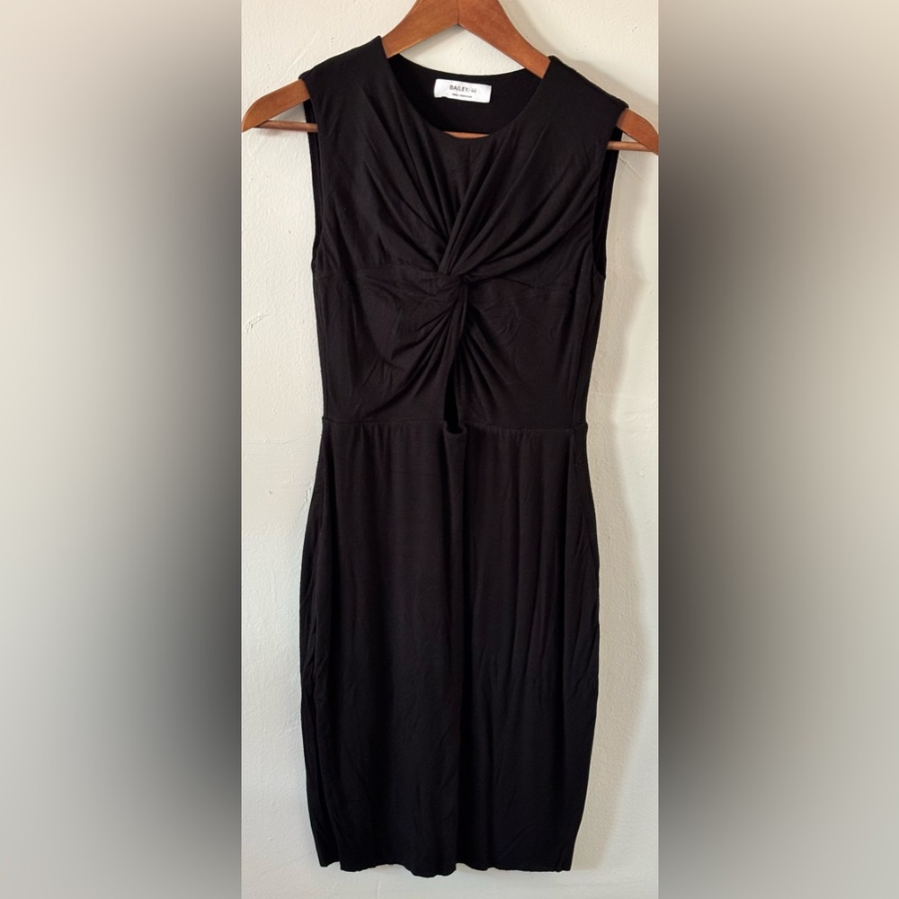 🌸 Bailey/44 Women's Small Black Fit Flare Knot Midi Dress Sleeveless